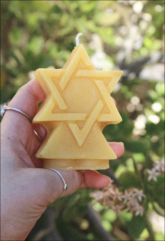 Star of David Beeswax Candle